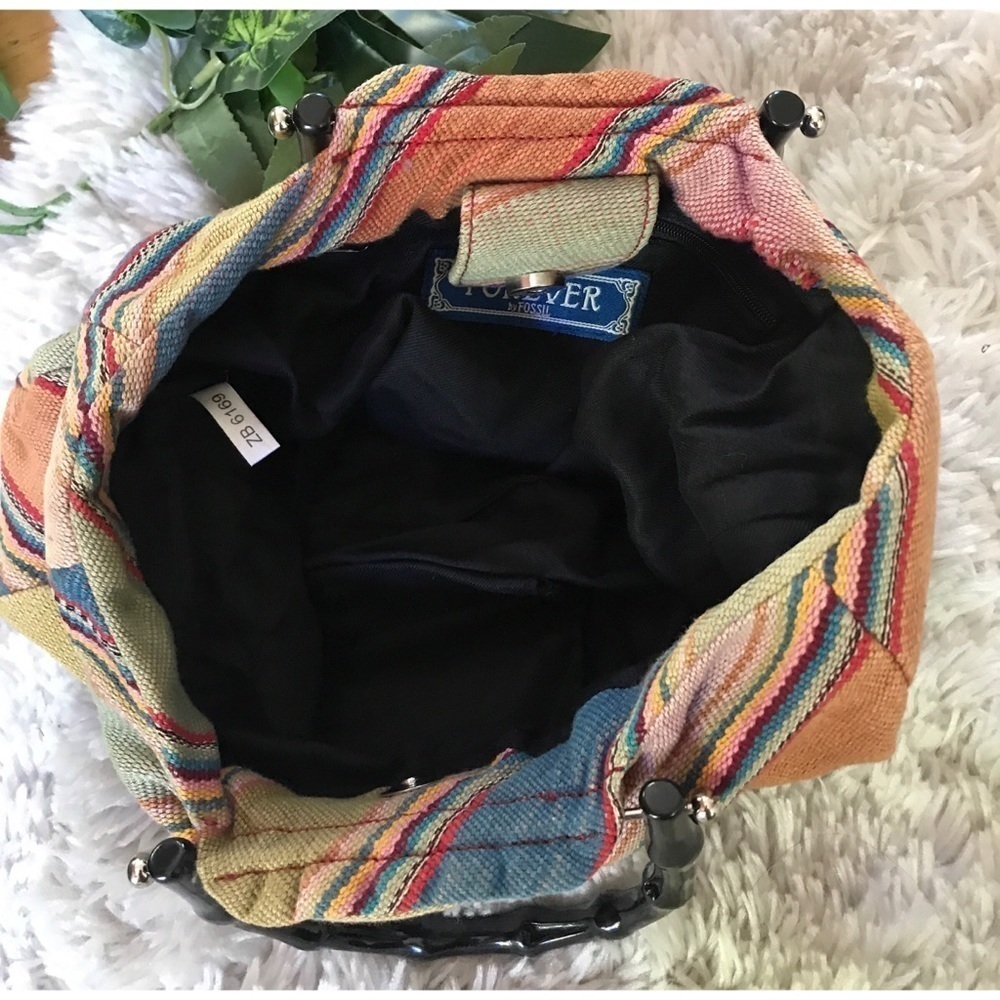 EUC Forever by Fossil Colors Striped Fabric Purse​​​​​​ - Picture 4 of 6